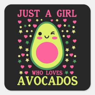 Sticker Carré Cute Avocado Girl
