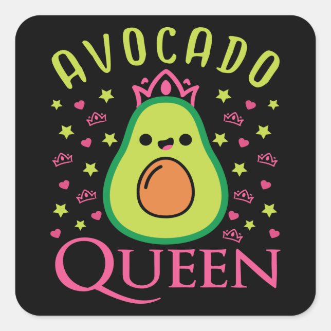 Sticker Carré Cute Avocado Queen with Heart Keto Girl Cooking  (Devant)