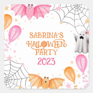 Sticker Carré Cute Bats et Fantômes Pastel Halloween Party