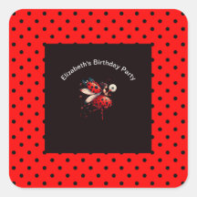 Cute Black & Red Ladybug Fairy Birthday Party