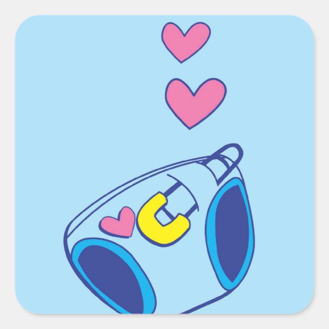 Sticker Carré Cute Bleu Bébé Design de couches de Wicked Salutat (Devant)