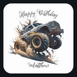 Sticker Carré Cute Blue Brown Race Monster Truck Kids' Birthday<br><div class="desc">Feel the power of Monster Trucks with our Cute Blue Brown Race Monster Truck Kids' Birthday Stickers! This race sticker adds a touch of speed to your monster truck-themed birthday party. It's the perfect addition to your birthday presents. Its colors add an eye-catching look that will be sure to stand...</div>