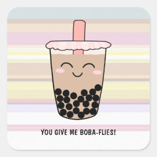 Sticker Carré Cute Boba Milk Tea Pun