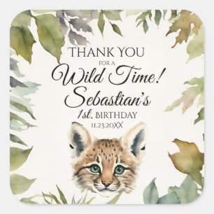 Sticker Carré Cute Bobcat Merci Woodland