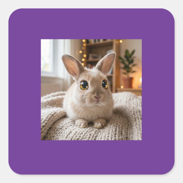 Sticker Carré Cute bunny card (Devant)