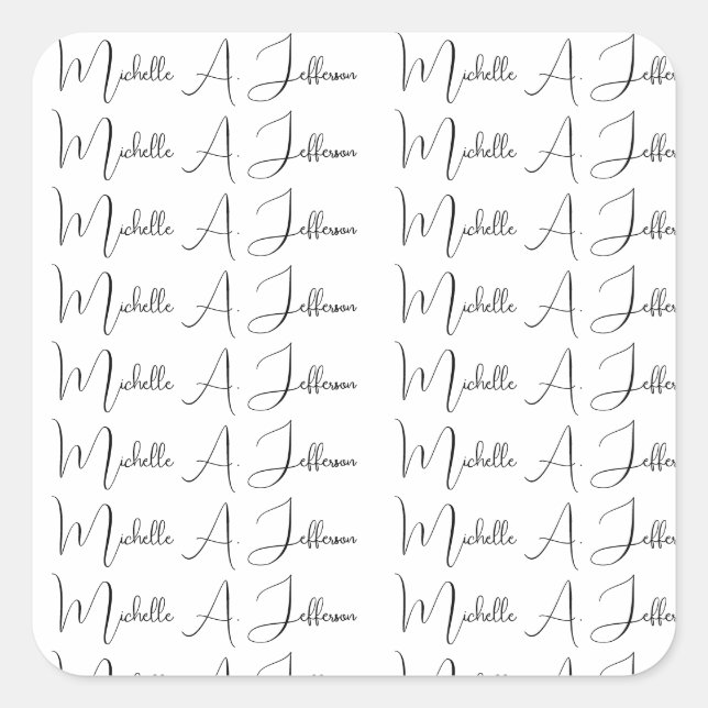 Sticker Carré Cute Calligraphy Créative tendance Nom personnalis (Devant)