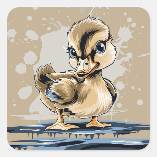 Sticker Carré Cute canard (Devant)