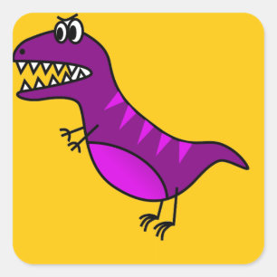 Sticker Carré Cute cartoon angry purple dinosaure