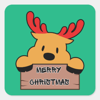 Sticker Carré Cute Cartoon Christmas Reindeer 