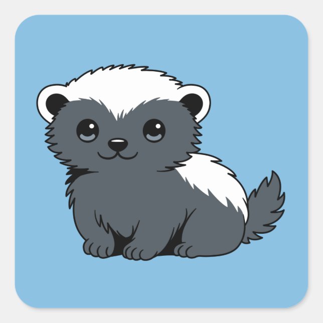 Sticker Carré Cute Cartoon Honey Badger on Blue (Devant)