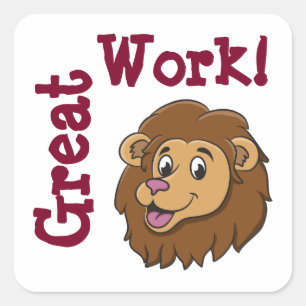 Sticker Carré Cute Cartoon Lion sur mesure encouragement