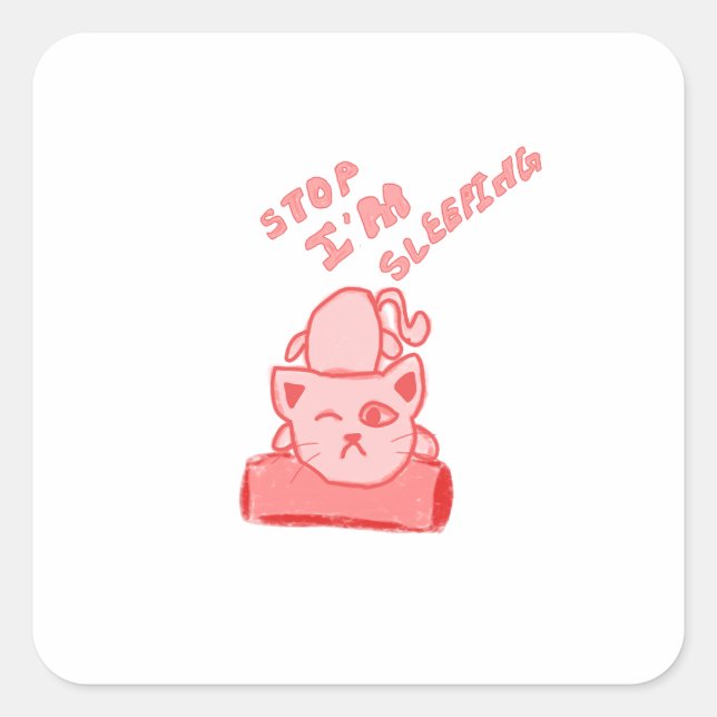 Sticker Carré Cute cat sleeping  (Devant)