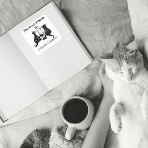 Sticker Carré Cute Cats Ce Livre Appartient À