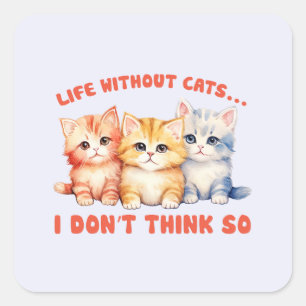 Sticker Carré Cute Chatons Colorés - Vie Sans Chats?