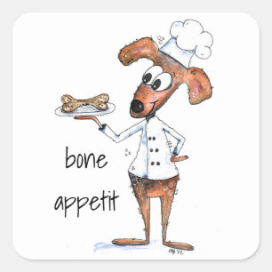Sticker Carré Cute chef de chien Whimsical