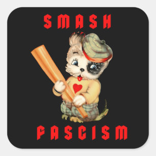 Sticker Carré Cute Chiot Rétro - Fascisme Smash