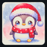 Sticker Carré Cute Christmas Penguin<br><div class="desc">Apportez une touche de joie festive à votre décor de vacances avec ce délicieux sticker de manchot de Noël. Doté d'un manchot charmant et mignon, ce design déborde de couleurs vives et de fantaisie ludique. Parfait pour ajouter un accent gai aux cadeaux, aux cartes ou à tout projet d'artisanat saisonnier,...</div>