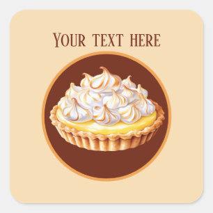Sticker Carré Cute citron meringue tarte ajouter le message