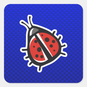 Sticker Carré Cute coccinelle ; Bleu