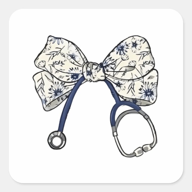 Sticker Carré Cute Coquette Bow Coquette Bow Nurse Nurse (Devant)