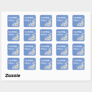 Sticker Carré Cute Daisies Gouache MERCI de Baby shower personna
