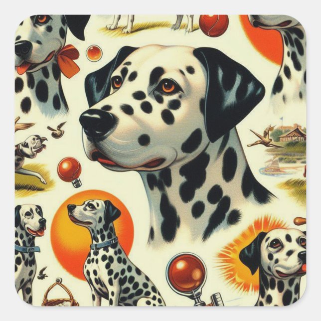 Sticker Carré Cute Dalmatien sans joint (Devant)