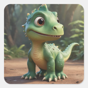 Sticker Carré Cute Dinosaur