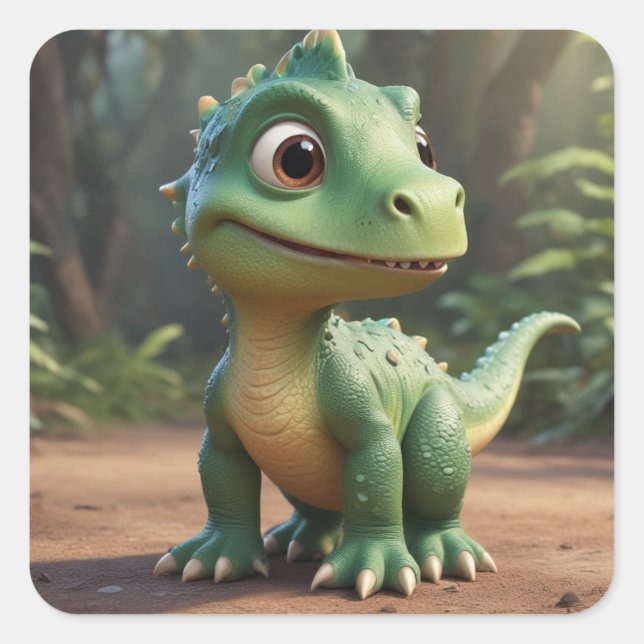 Sticker Carré Cute Dinosaur (Devant)