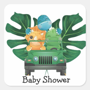 Sticker Carré Cute Dinosaurs Baby shower de véhicule Safari