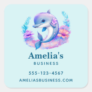 Sticker Carré Cute Dolphin Sea Creator Business