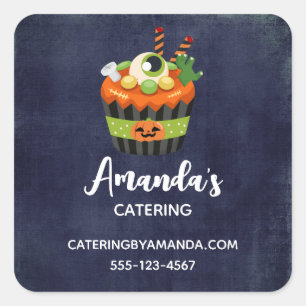 Sticker Carré Cute et Déplaisante Halloween Cupcake Business