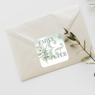 Sticker Carré Cute Eucalyptus Feuilles Élégant Mariage de verdur