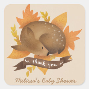 Sticker Carré Cute Fall Deer Baby shower Merci