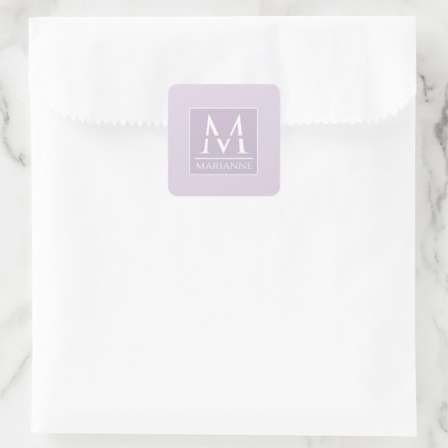 Sticker Carré Cute Feminine Lavender Monogrammé (Sac)