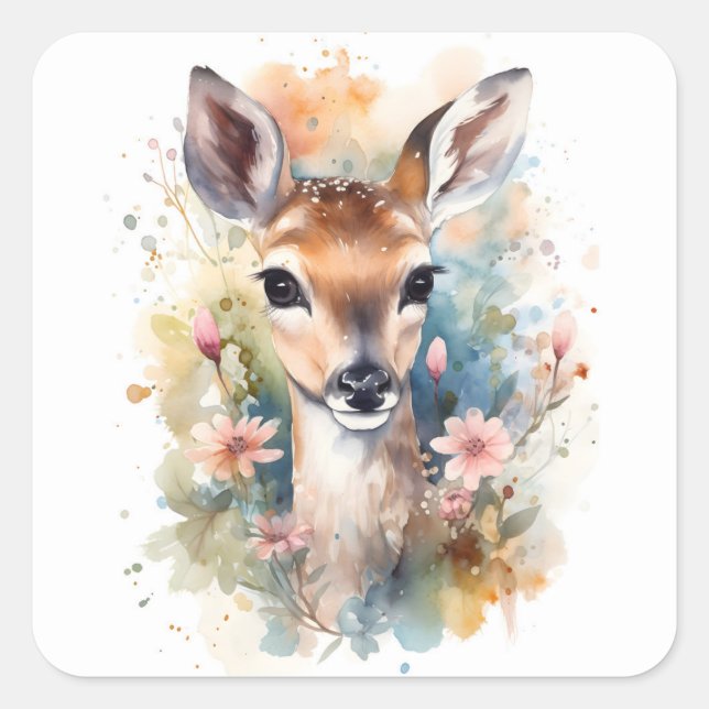 Sticker Carré Cute Forest Baby Chers pintes Nursery Art (Devant)