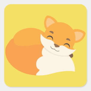 Sticker Carré Cute Fox