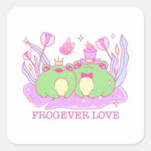 Sticker Carré Cute Frog - Frogever Love