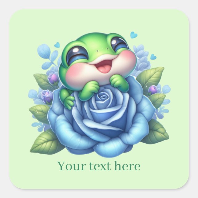 Sticker Carré Cute frog lovers customizable  (Devant)