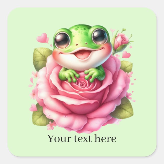 Sticker Carré Cute frog lovers customizable  (Devant)