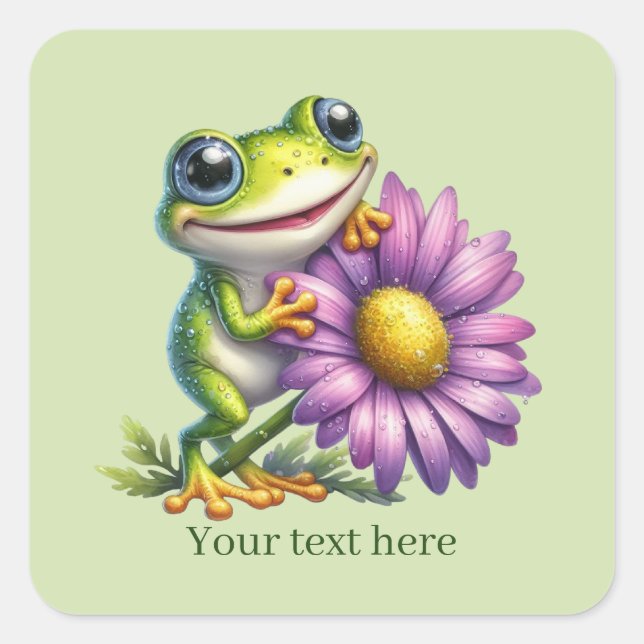 Sticker Carré Cute frog lovers customizable  (Devant)