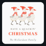 Sticker Carré Cute Funny Red Winter Quacking Christmas Canards<br><div class="desc">Si vous avez besoin d'une personnalisation supplémentaire,  n'hésitez pas à m'envoyer un message sur yellowfebstudio@gmail.com .</div>