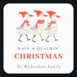 Sticker Carré Cute Funny Red Winter Quacking Christmas Canards<br><div class="desc">Si vous avez besoin d'une personnalisation supplémentaire,  n'hésitez pas à m'envoyer un message sur yellowfebstudio@gmail.com .</div>