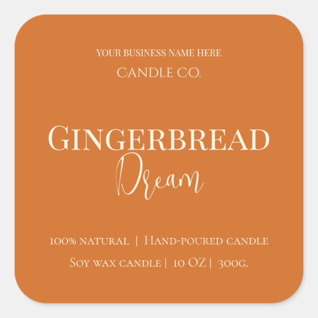 Sticker Carré Cute Gingerbread Man Christmas Candle Label (Devant)
