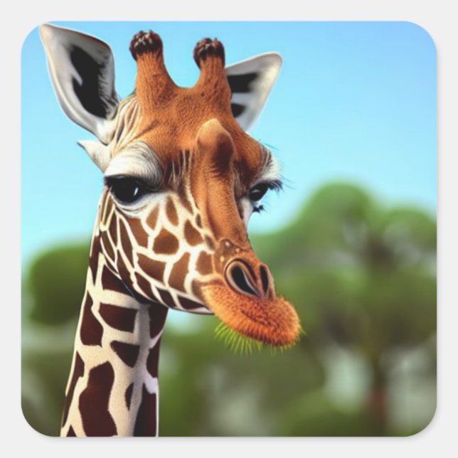 Sticker Carré Cute Giraffe (Devant)