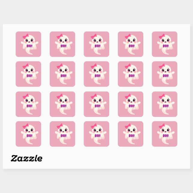 Sticker Carré Cute girly Boo! Ghost (Feuille)