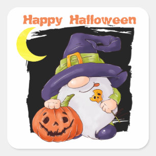 Sticker Carré Cute Gnome Jack o' Lantern Kids Halloween