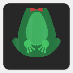 Sticker Carré Cute Grenouille Vert Jardin Assis Cosplay