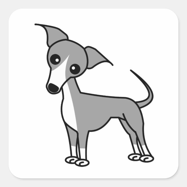 Sticker Carré Cute Greyhound Italien - Gris (Devant)