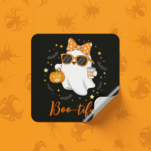 Sticker Carré Cute Halloween Ghost Citrouille épice personnalisé