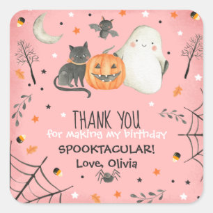 Sticker Carré Cute Halloween Ghost Spooktacular Anniversaire Fav